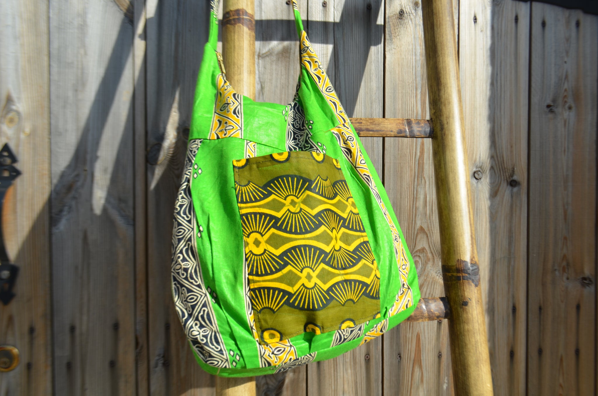 Lime Green Multiple Patterns - Malawi Bag